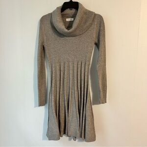 Calvin‎ Klein Silver Knit Sweater long sleeve dress small w/ sparkle knee length